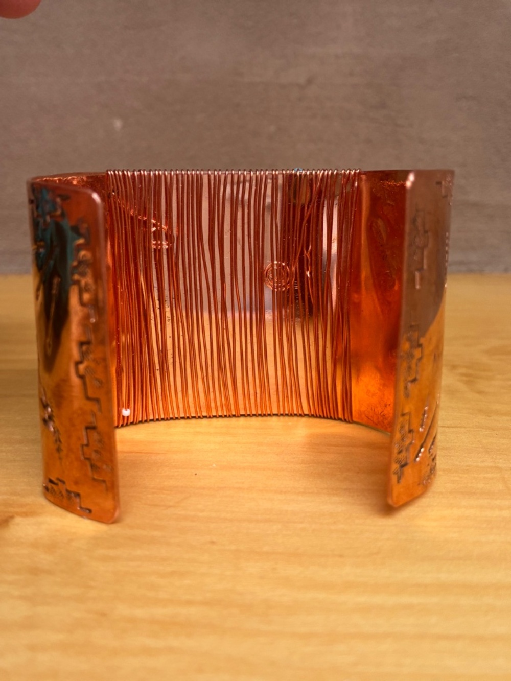 Navajo Crafted Copper Beaded Cuff Bracelet - Picture 4 of 6